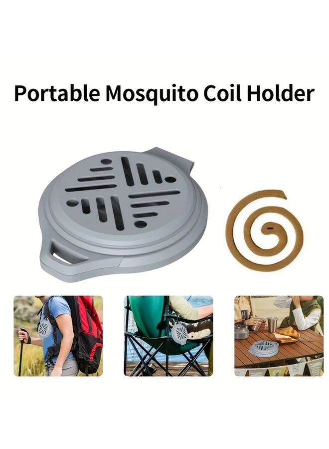 Dark Blue Portable Camping Mosquito Coil Holder Durable Metal Easy Hang Design Secure Lid Outdoor Essential - Image 3