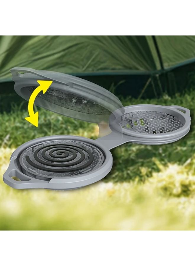Dark Blue Portable Camping Mosquito Coil Holder Durable Metal Easy Hang Design Secure Lid Outdoor Essential - Image 2
