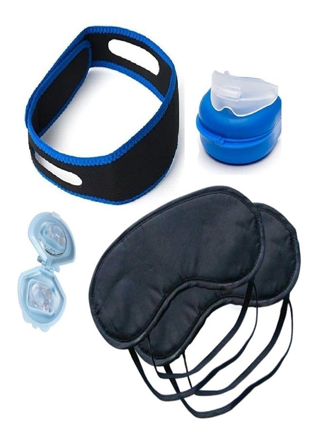 جيرن مجموعة جيرن لحلول الشخير للنوم، تتضمن حزام الذقن، وحلقة الأنف، وصينية قطعة الفم، وقناع العين للنوم. - Image 1