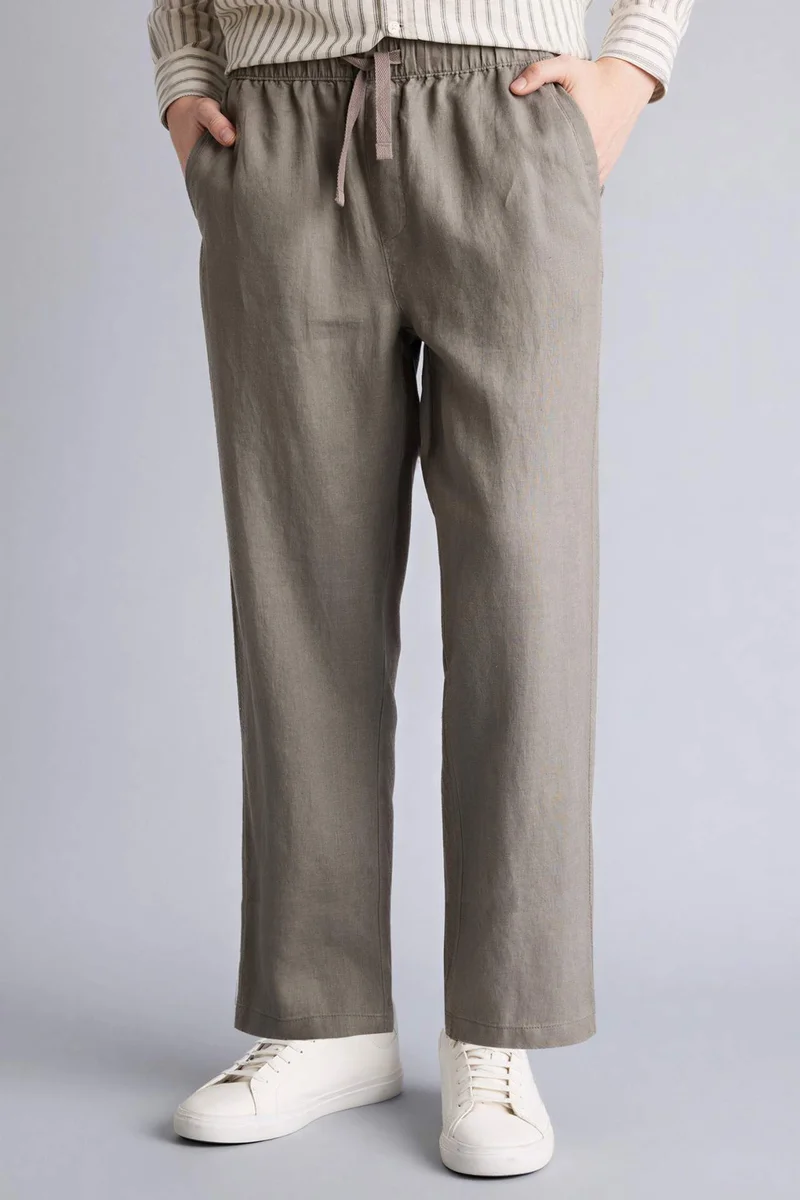 Defacto  Relax Fit 100% Linen Trousers for Men | Best Price UAE