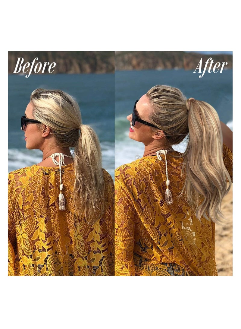 إستيل وصلات شعر صناعية طويلة مستقيمة على شكل ذيل حصان ملفوفة حول وصلات شعر صناعية سوداء قطعة واحدة وصلة ذيل حصان للنساء مجعد (اللون رقم 1B) - Image 5