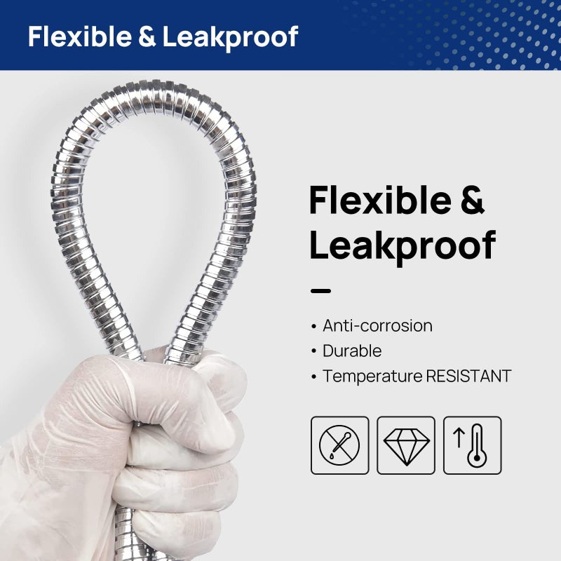 Shower Hose, Flexible Stainless Steel Handheld Shower Hose 5 Ft 60 Inches Replacement Hose for Handheld Shower Extra Long, Chrome - Image 5