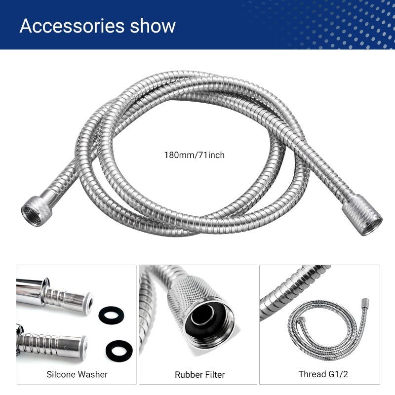 Shower Hose, Flexible Stainless Steel Handheld Shower Hose 5 Ft 60 Inches Replacement Hose for Handheld Shower Extra Long, Chrome - Image 4