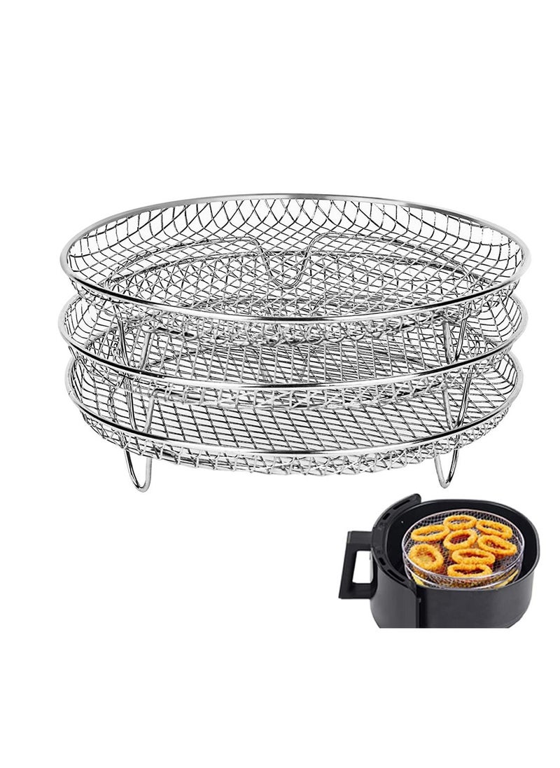 Y&D Air Fryer Three Stackable Dehydrator Racks, KASTWAVE Stainless Steel Rack Fit all 4.2QT - 5.8QT fryer, Oven, Press Cooker, Flow Racks  - Image 1