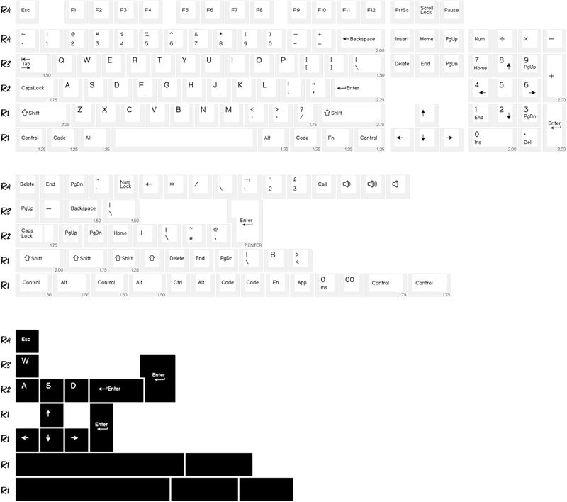KBDiy Bow PBT Double Shot Keycap Set,174 Keys White and Black Custom Key Cap Keycaps 60 Percent Cherry Profile Keycaps for 61/64/68/84/87/100/104/108 Mechanical Keyboard - Image 2