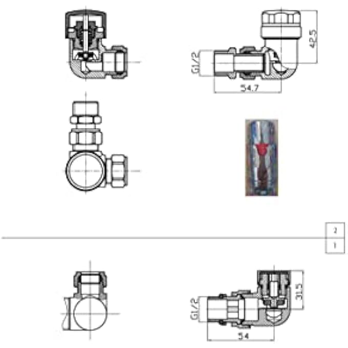 CCCT003 CORNER RADIATOR VALVE, CHROME - Image 2