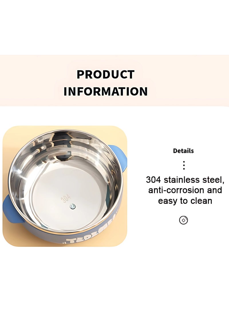 Twisoo Lunchmate Kids Cereal Lunch Box with Stainless Steel Bowl, Spoon and Plastic Scissors - Double Decker BPA Free Clip Lock Leakproof Spill proof - 2 Compartment Design 750ml (Blue) - Image 4