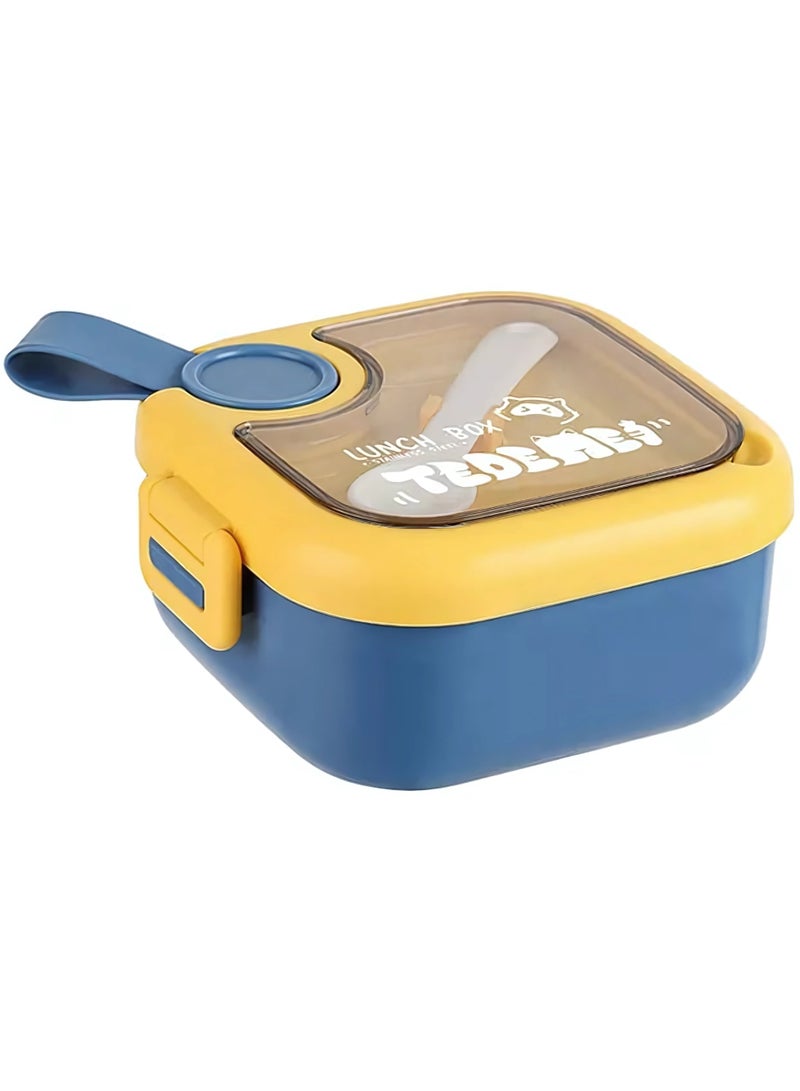 Twisoo Lunchmate Kids Cereal Lunch Box with Stainless Steel Bowl, Spoon and Plastic Scissors - Double Decker BPA Free Clip Lock Leakproof Spill proof - 2 Compartment Design 750ml (Blue) - Image 1