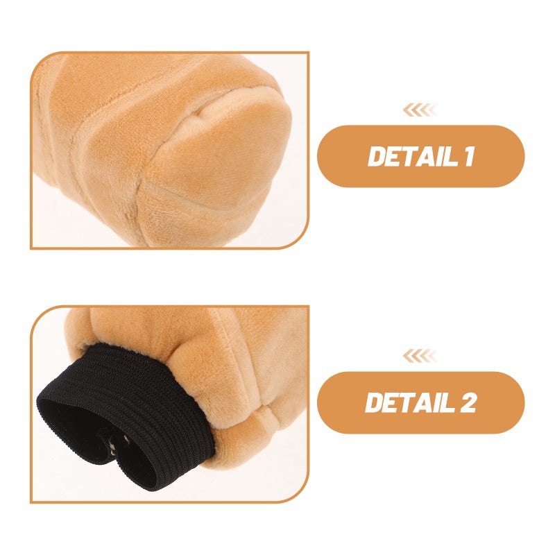1 Set Handbrake Cover - Plush Winter Gear Shift Knob And Hand Brake Cover - Beige Lever Handle Protector Interior Accessories For Cold Weather - Image 2