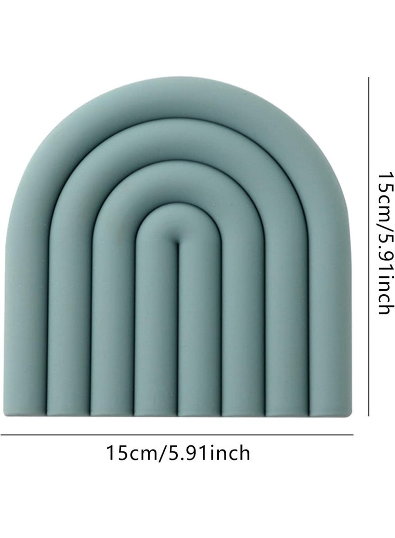 BAIJIN 2 Silicone Trivets for Hot Dishes - Durable and Colorful Pot Holders, Heat Resistant Mats for Countertop, Hot Pads, Modern Multi-Purpose Trivet Mats, Spoon Rest (Muted Light Blue, Set of 2) - Image 4