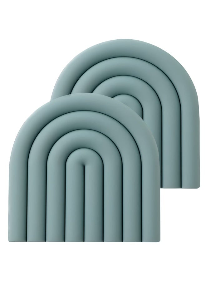BAIJIN 2 Silicone Trivets for Hot Dishes - Durable and Colorful Pot Holders, Heat Resistant Mats for Countertop, Hot Pads, Modern Multi-Purpose Trivet Mats, Spoon Rest (Muted Light Blue, Set of 2) - Image 1