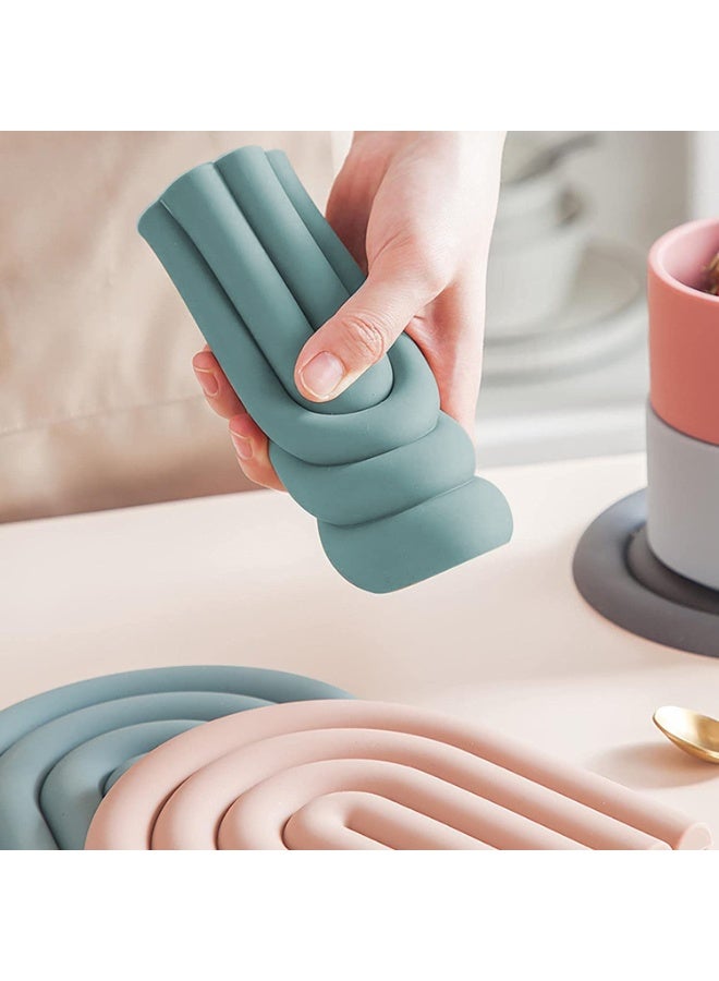 BAIJIN 2 Silicone Trivets for Hot Dishes - Durable and Colorful Pot Holders, Heat Resistant Mats for Countertop, Hot Pads, Modern Multi-Purpose Trivet Mats, Spoon Rest (Muted Light Blue, Set of 2) - Image 3
