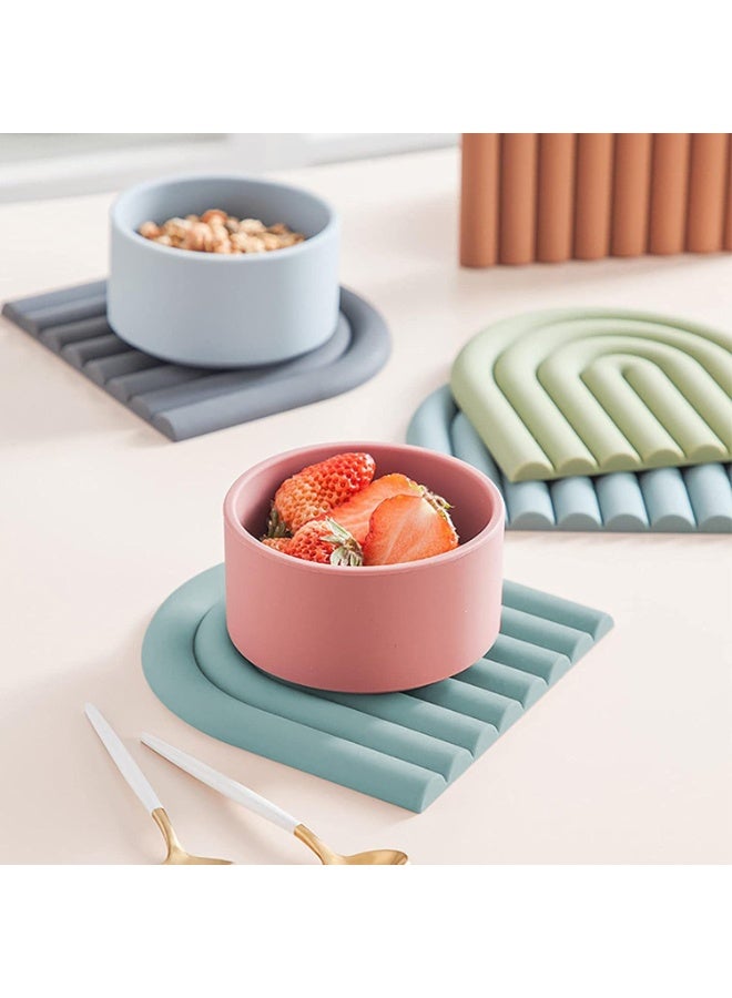 BAIJIN 2 Silicone Trivets for Hot Dishes - Durable and Colorful Pot Holders, Heat Resistant Mats for Countertop, Hot Pads, Modern Multi-Purpose Trivet Mats, Spoon Rest (Muted Light Blue, Set of 2) - Image 2