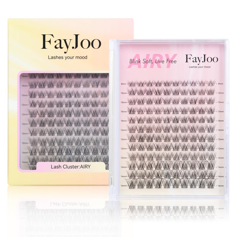 FayJoo Natural Wispy Soft Lash Clusters with 0.05mm Invisible Band, C Curl 8-16mm, DIY Salon Effect Lightweight Lash Extensions, FayJoo AIRY 11 Lash Only - Image 1