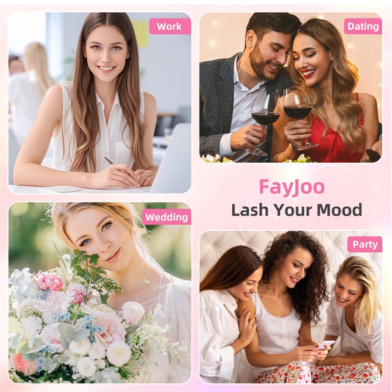 FayJoo Natural Wispy Soft Lash Clusters with 0.05mm Invisible Band, C Curl 8-16mm, DIY Salon Effect Lightweight Lash Extensions, FayJoo AIRY 11 Lash Only - Image 5