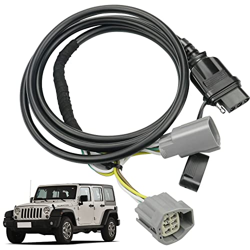 Bentolin 17275.01,4 Way Flat Tow Hitch Trailer Wiring Harness for 2007-2018 Jeep Wrangler JK Models 67 Inches (with Flat Connector Dust Cover) - Image 1