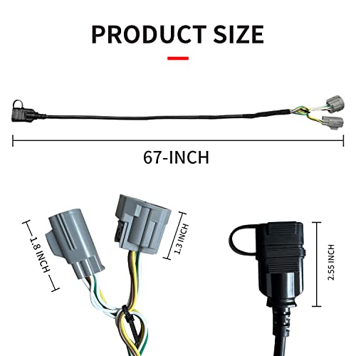 Bentolin 17275.01,4 Way Flat Tow Hitch Trailer Wiring Harness for 2007-2018 Jeep Wrangler JK Models 67 Inches (with Flat Connector Dust Cover) - Image 4
