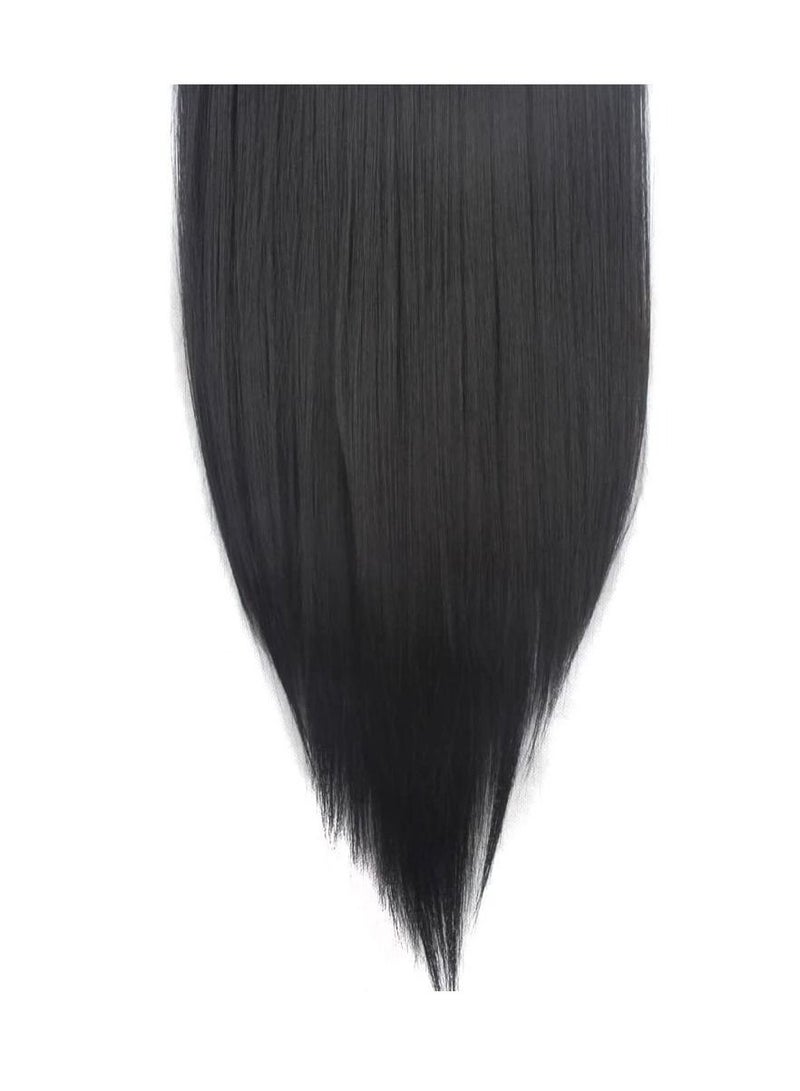 إستيل 7 قطع 16 مشابك 23 بوصة إلى 24 بوصة سميكة مجعد مستقيم كامل الرأس كليب في لحمة مزدوجة وصلات شعر أسود داكن مستقيم - Image 3