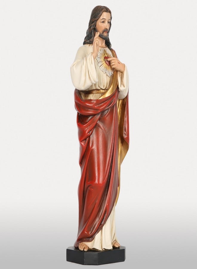 BC BUILDCLASSIC BC Catholic Sacred Heart of Jesus Statue, 14.75" H Jesus Christ Catholic Figurine, Religious Gift, Handpainted by Buildclassic - Image 2