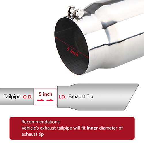 LCGP فوهة عادم ديزل LCGP 5" ، مخرج 6" ، طول 15" ، تصميم قطع زاوية مدلفن ، تشطيب مصقول - Image 3