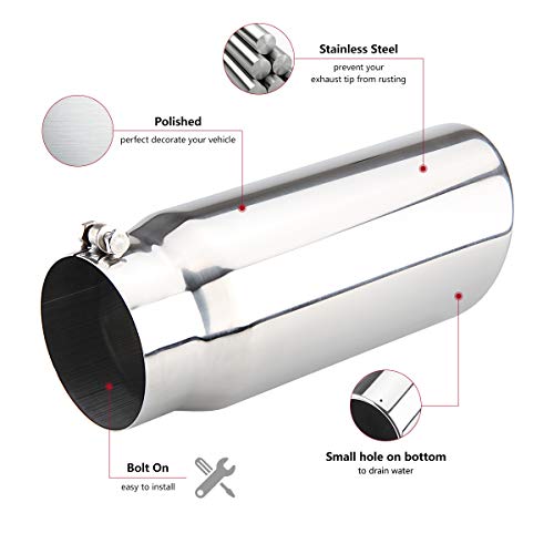 LCGP فوهة عادم ديزل LCGP 5" ، مخرج 6" ، طول 15" ، تصميم قطع زاوية مدلفن ، تشطيب مصقول - Image 5