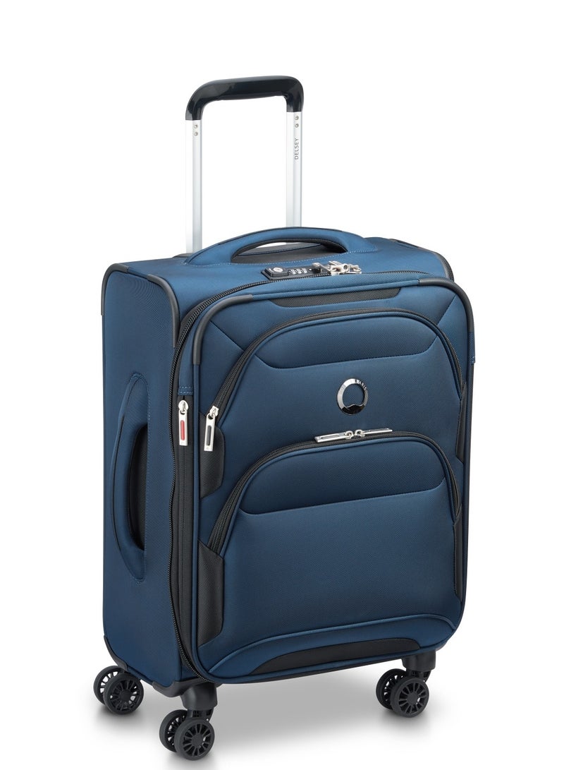 DELSEY Paris Sky Max 2.0 55cm Softcase 4 Double Wheel Expandable Cabin Luggage Trolley - Blue - Image 2