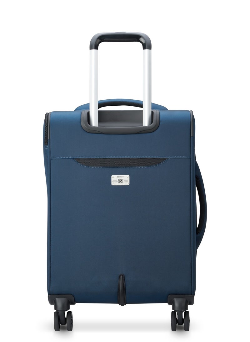DELSEY Paris Sky Max 2.0 55cm Softcase 4 Double Wheel Expandable Cabin Luggage Trolley - Blue - Image 3