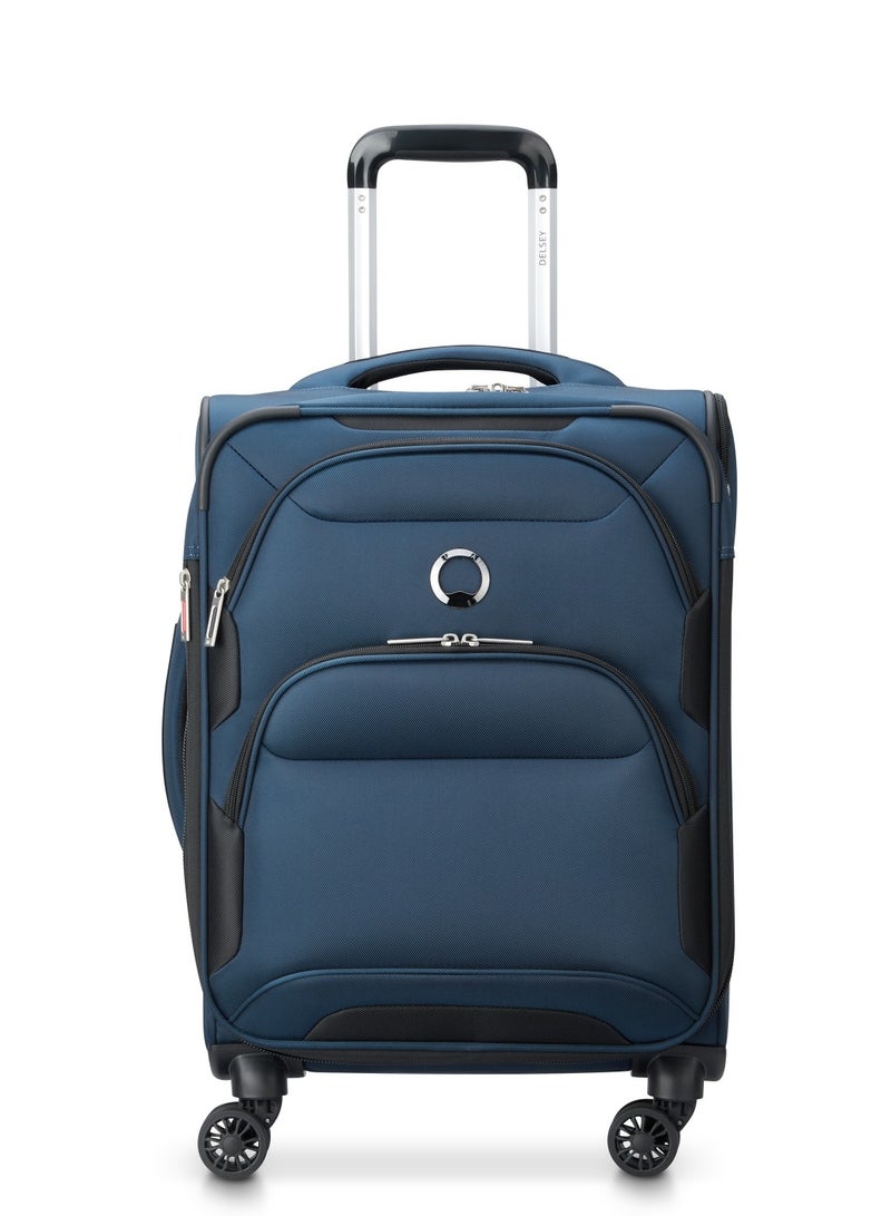 DELSEY Paris Sky Max 2.0 55cm Softcase 4 Double Wheel Expandable Cabin Luggage Trolley - Blue - Image 1