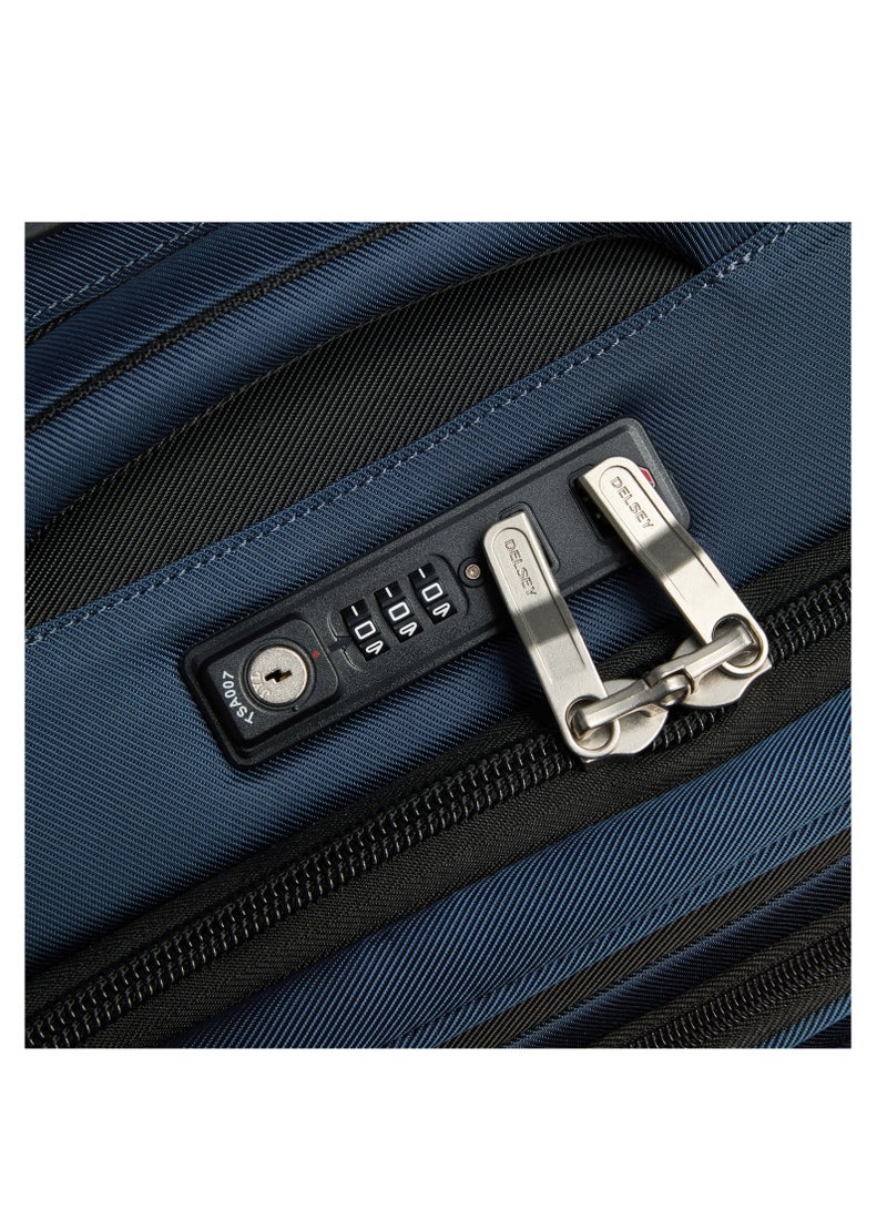 DELSEY Paris Sky Max 2.0 55cm Softcase 4 Double Wheel Expandable Cabin Luggage Trolley - Blue - Image 4