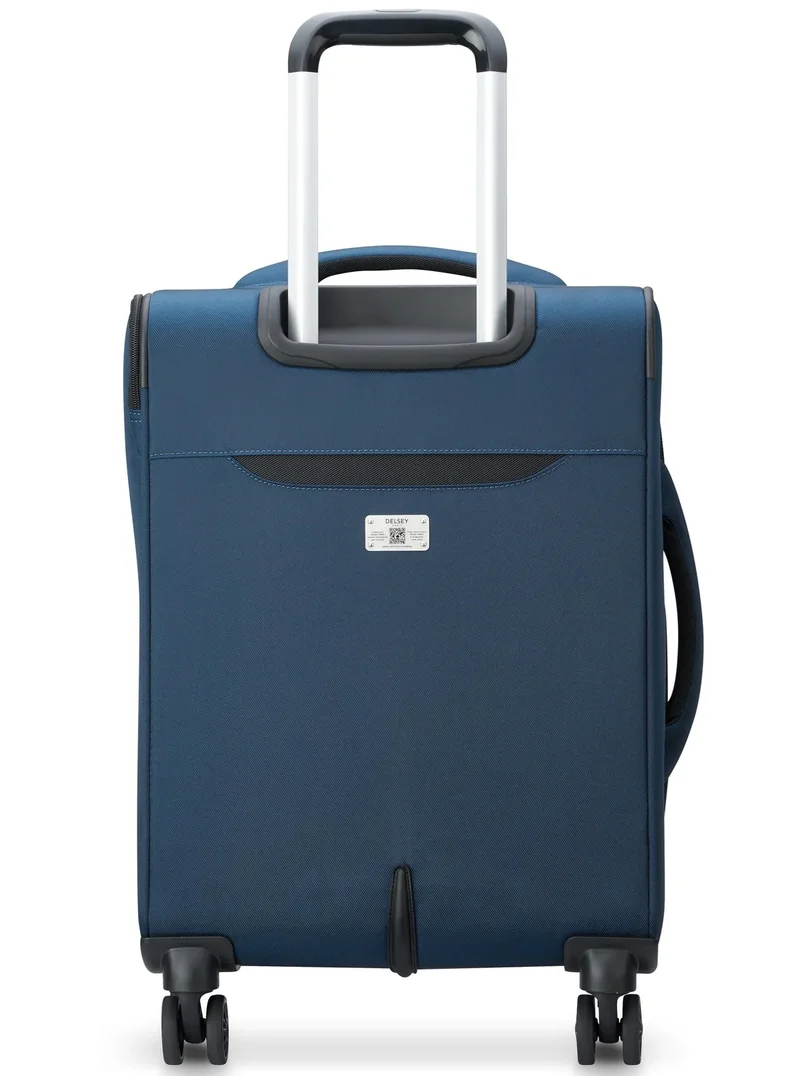 DELSEY Paris Sky Max 2.0 - 55 Cm Softcase 4-Double Wheeled Expandable Cabin Luggage Trolley - Blue