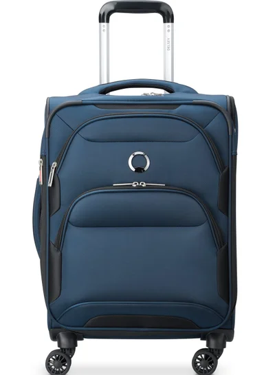 DELSEY Paris Sky Max 2.0 - 55 Cm Softcase 4-Double Wheeled Expandable Cabin Luggage Trolley - Blue