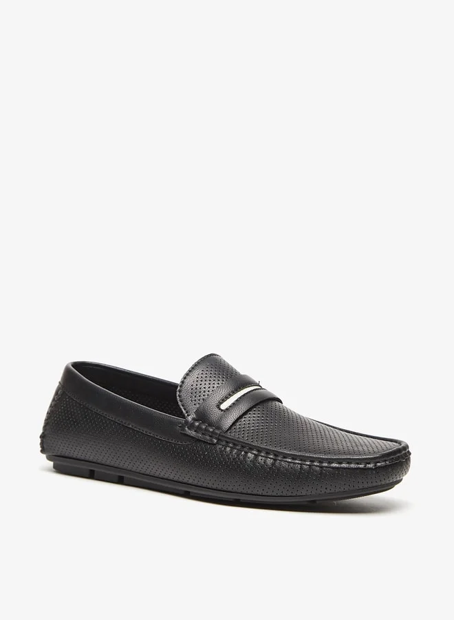 ال بي ال من شو اكسبرس Men's Textured Slip-On Moccasins