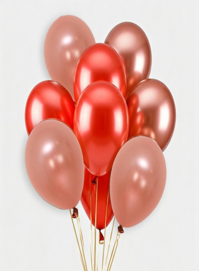 AMFIN (Pack of 35) Love Heart Foil Balloon Decoration Items, Birthday, Anniversary, Valentine Day Combo - Red & Rose Gold - Image 5