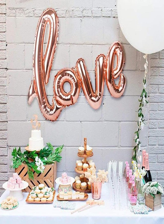 AMFIN (Pack of 35) Love Heart Foil Balloon Decoration Items, Birthday, Anniversary, Valentine Day Combo - Red & Rose Gold - Image 3