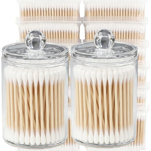 RIKWOG Cotton Swabs, 1200 Count Bamboo Sticks Cotton Swabs with 2 Clear Container Cotton Buds with Wooden Handles For Ears Makeup or Nails Personal Care - Image 1