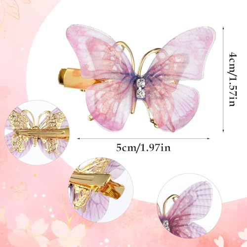 NEOBABY 3D Butterfly Hair Clips for Girls – Colorful Glitter Organza Barrettes with Moving Wings | Strong Hold Hair Clamps & Pins for Women & Kids (Pack of 12 Pcs) - Image 5