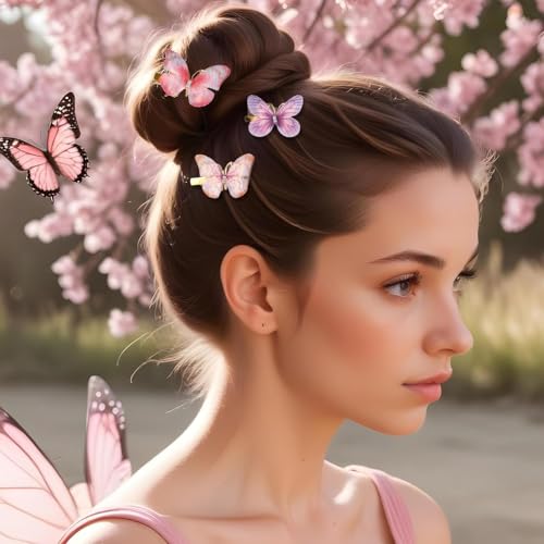 NEOBABY 3D Butterfly Hair Clips for Girls – Colorful Glitter Organza Barrettes with Moving Wings | Strong Hold Hair Clamps & Pins for Women & Kids (Pack of 12 Pcs) - Image 4