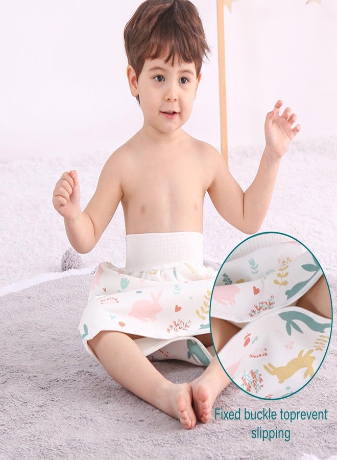 WELOMELO Waterproof Diaper Pants for Baby Kids, 2 Packs Absorbent Toddler Potty Training Pants Boys Girls Use Day Night (Rabbit Pant + Skirt L) - Image 4