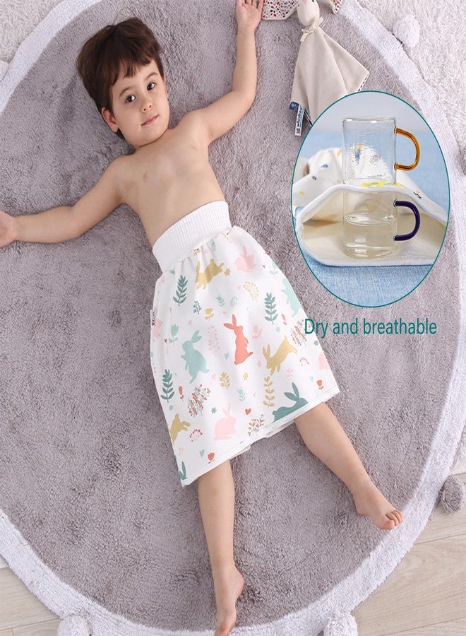 WELOMELO Waterproof Diaper Pants for Baby Kids, 2 Packs Absorbent Toddler Potty Training Pants Boys Girls Use Day Night (Rabbit Pant + Skirt L) - Image 3