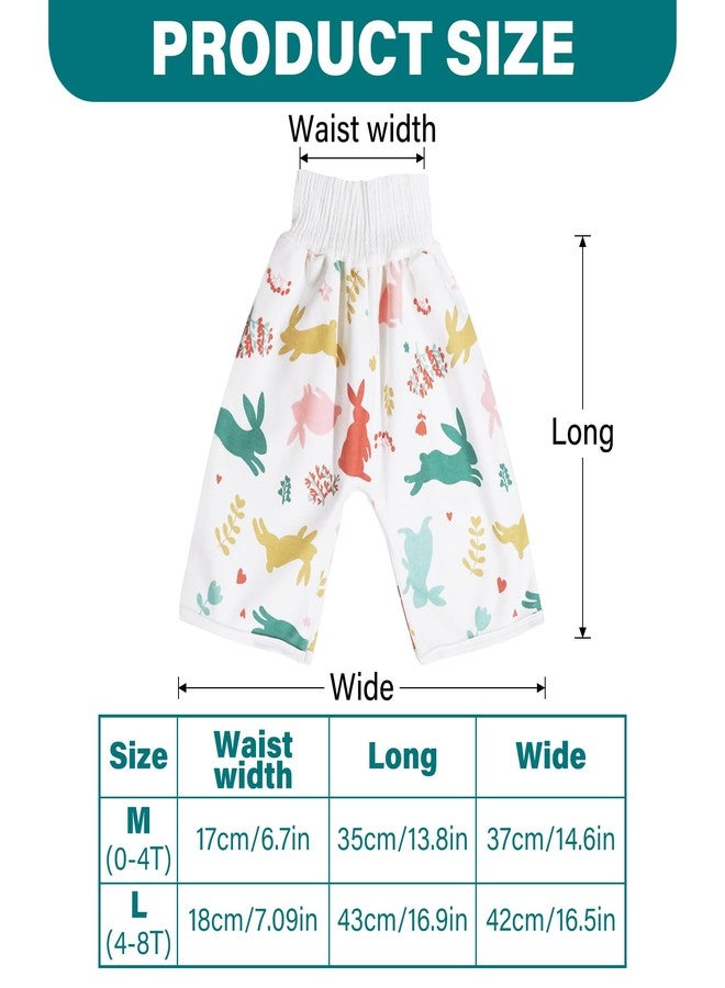 WELOMELO Waterproof Diaper Pants for Baby Kids, 2 Packs Absorbent Toddler Potty Training Pants Boys Girls Use Day Night (Rabbit Pant + Skirt L) - Image 2
