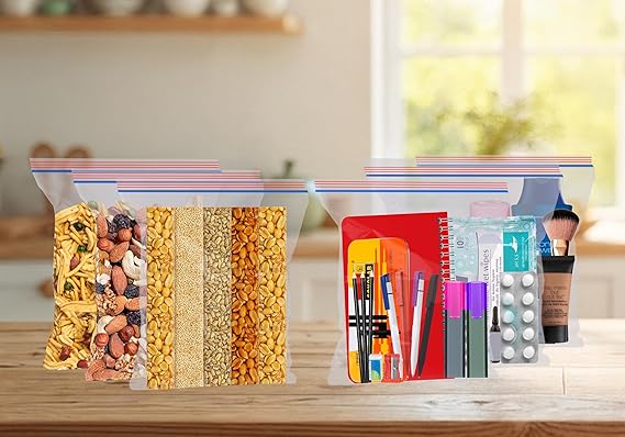 Shalimar Zipper Bag 7x6.5 Inches 100 Bags Multipurpose Storage Bag, Reusable & Reclosable With Zipper, Natural - Image 1