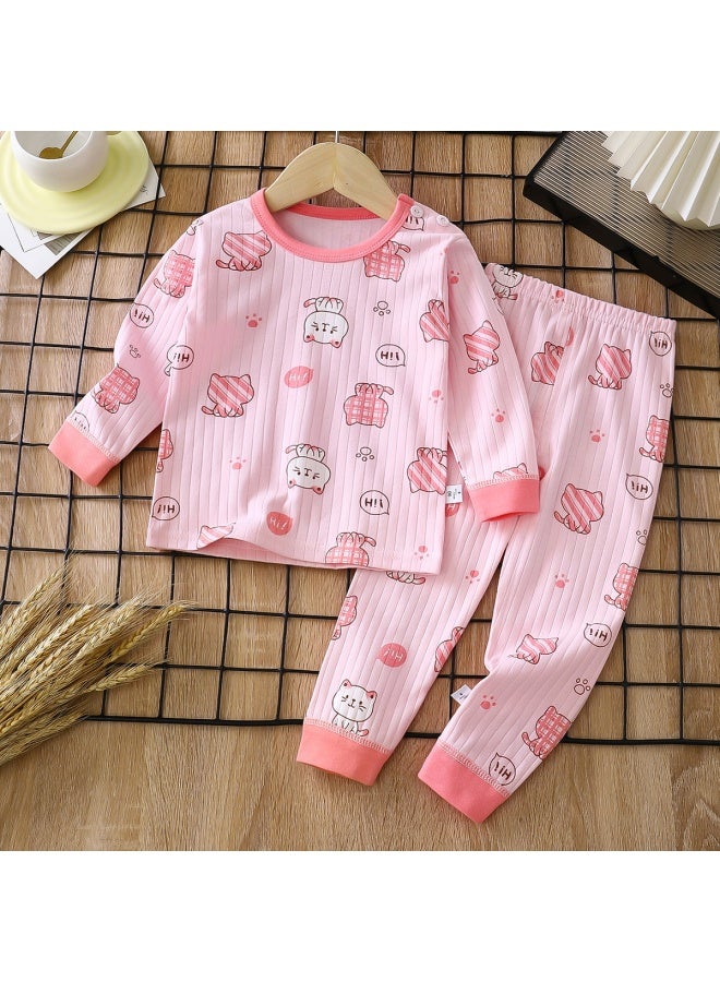 Children's Underwear Pure Cotton Suit Spring New Boys' Autumn Clothes Autumn Trousers Baby Pajamas Girls' Home Clothes Children's Clothing