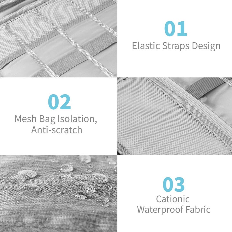 Lcsmaokin Electronics Organizer Travel Case,Electronic Accessories Storage Bag,Portable Waterproof Cable Organizer Bag,Travel Cord Organizer Bag for Small Charging Cord Storage,Cables,SD Card (Grey) - Image 4