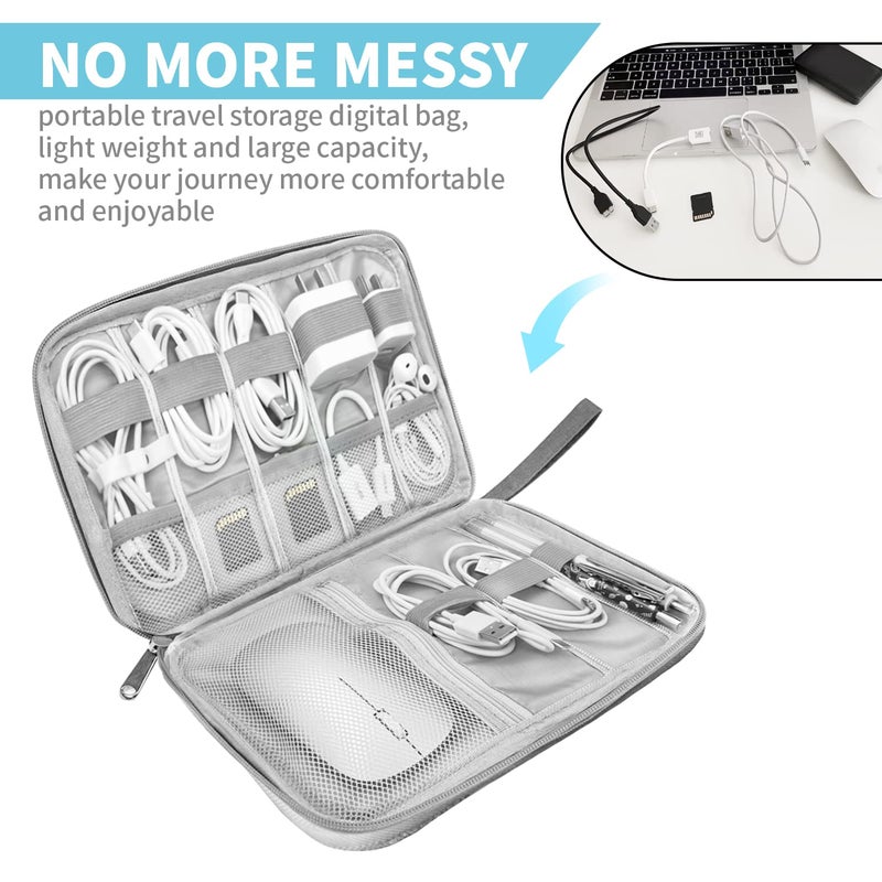 Lcsmaokin Electronics Organizer Travel Case,Electronic Accessories Storage Bag,Portable Waterproof Cable Organizer Bag,Travel Cord Organizer Bag for Small Charging Cord Storage,Cables,SD Card (Grey) - Image 2