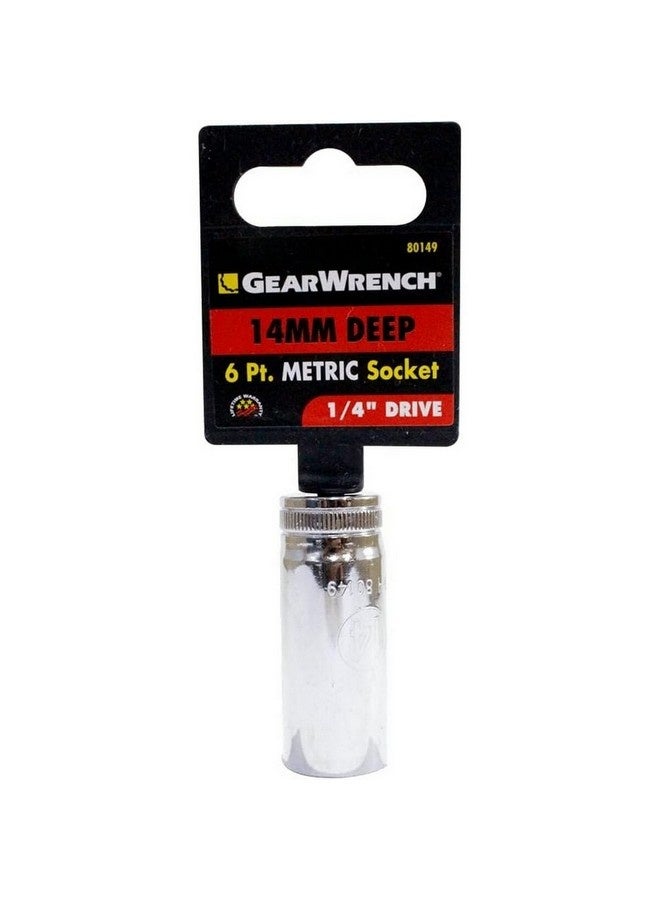 GearWrench Professional 6-Point Deep Metric Socket Silver 1/4 Inch x 14 mm 80149