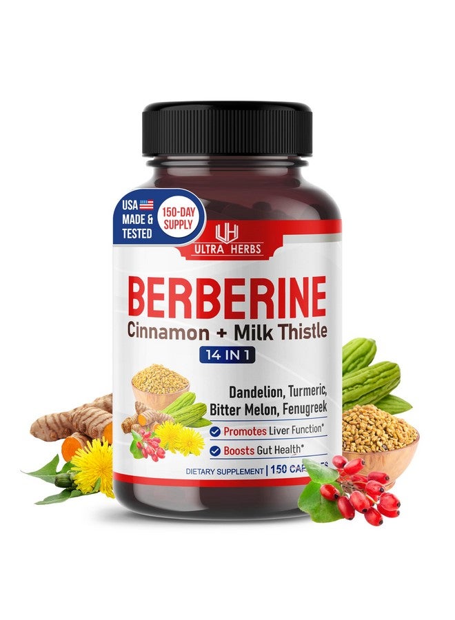ULTRA HERBS ألترا هيربز برميوم بيربرين مع القرفة، حليب الشوك *صنع في الولايات المتحدة واختبار* يعزز وظيفة الكبد، صحة الأمعاء، المناعة (150 حبة (عبوة من 1)) - Image 1
