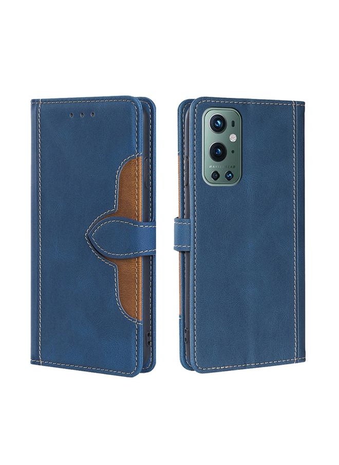 HuHa Case Cover For For OnePlus 9 Pro Skin Feel Straw Hat Magnetic Buckle Leather Phone Case(Blue) 