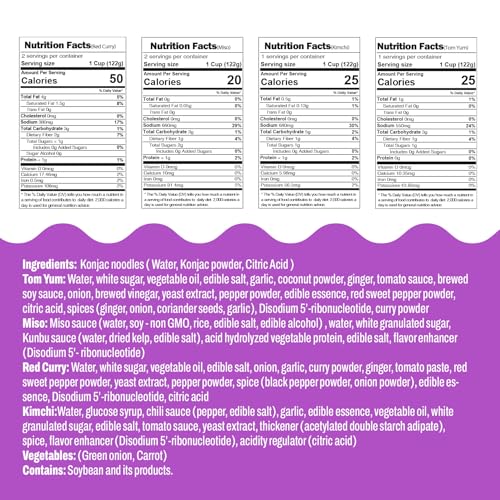 Hethstia Konjac Noodle, 6-Pack Instant Shirataki Noodle Soup Cups Variety Flavor(Spicy Red Curry, Miso, Kimchi, Tom Yum) - Low-Carb, Gluten-Free, Vegan Konjac Angel Hair Pasta Soup - Image 3