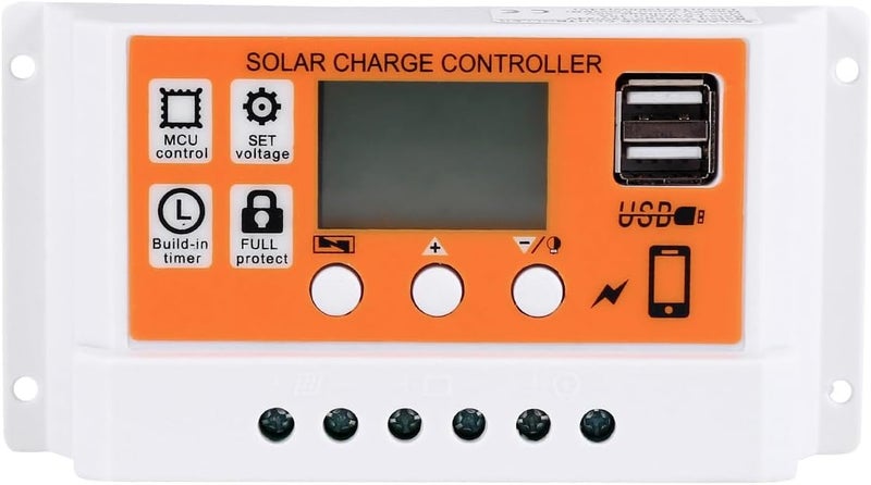 Toyvian 12v 30a Pwm Solar Charge Controller for Solar Array with USB Output Regulator for Battery Charging and Generator Use - Image 1