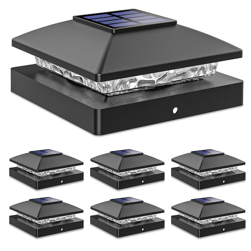 JOFIOS Solar Post Cap Lights Outdoor 6pack Black Waterproof Solar Powered Deck Fence Post Lights Fit 4x4 WoodVinyl Posts Bright Warm White Solar Post Lights Decorate Deck Patio Porch Fence - Image 2